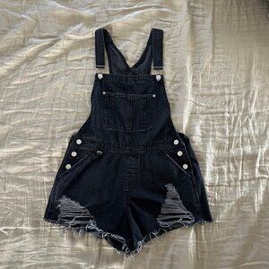 Denim Cutoff Overalls